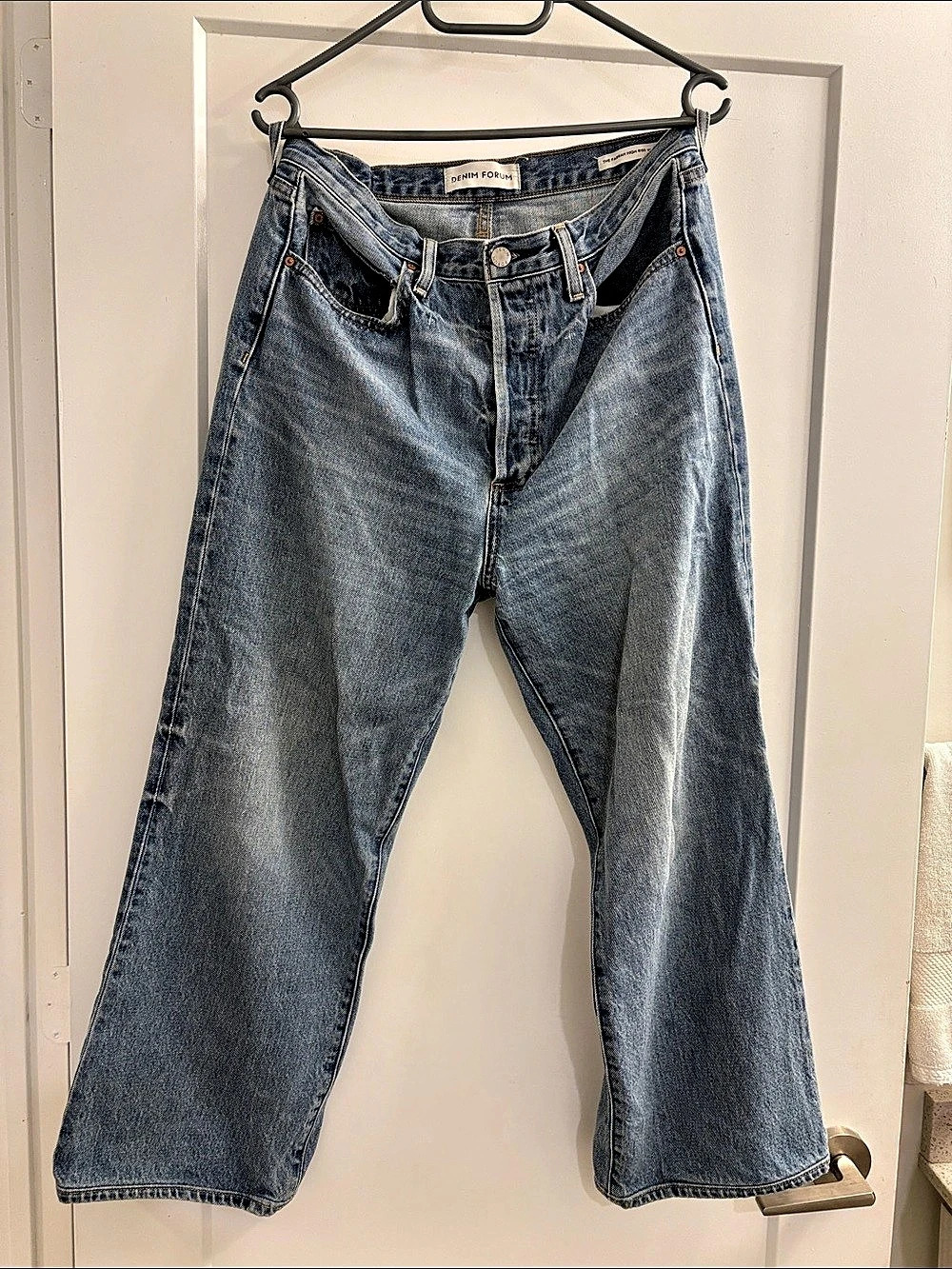 Denim Forum The Farrah High Rise Wide Leg Jeans in Blue Waist 30